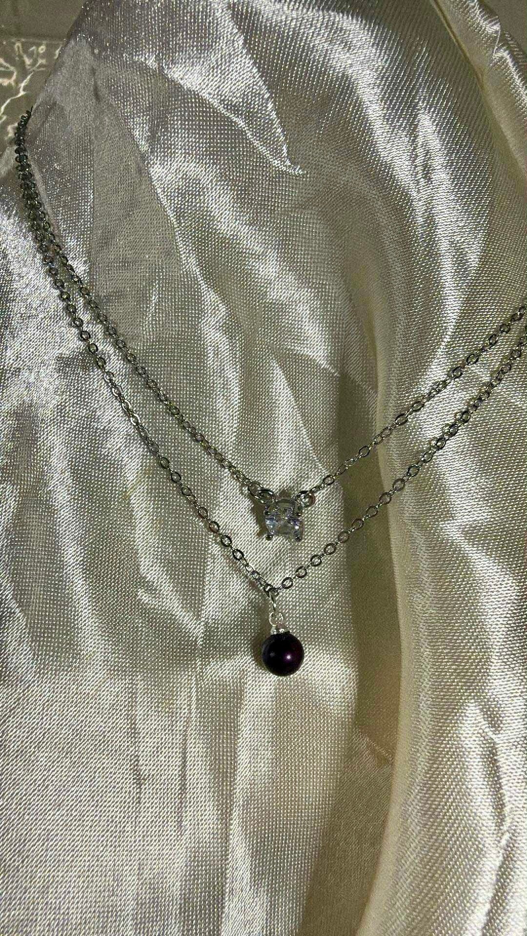 Double Chain Pearl Drop Necklace – Cranberry Pearl