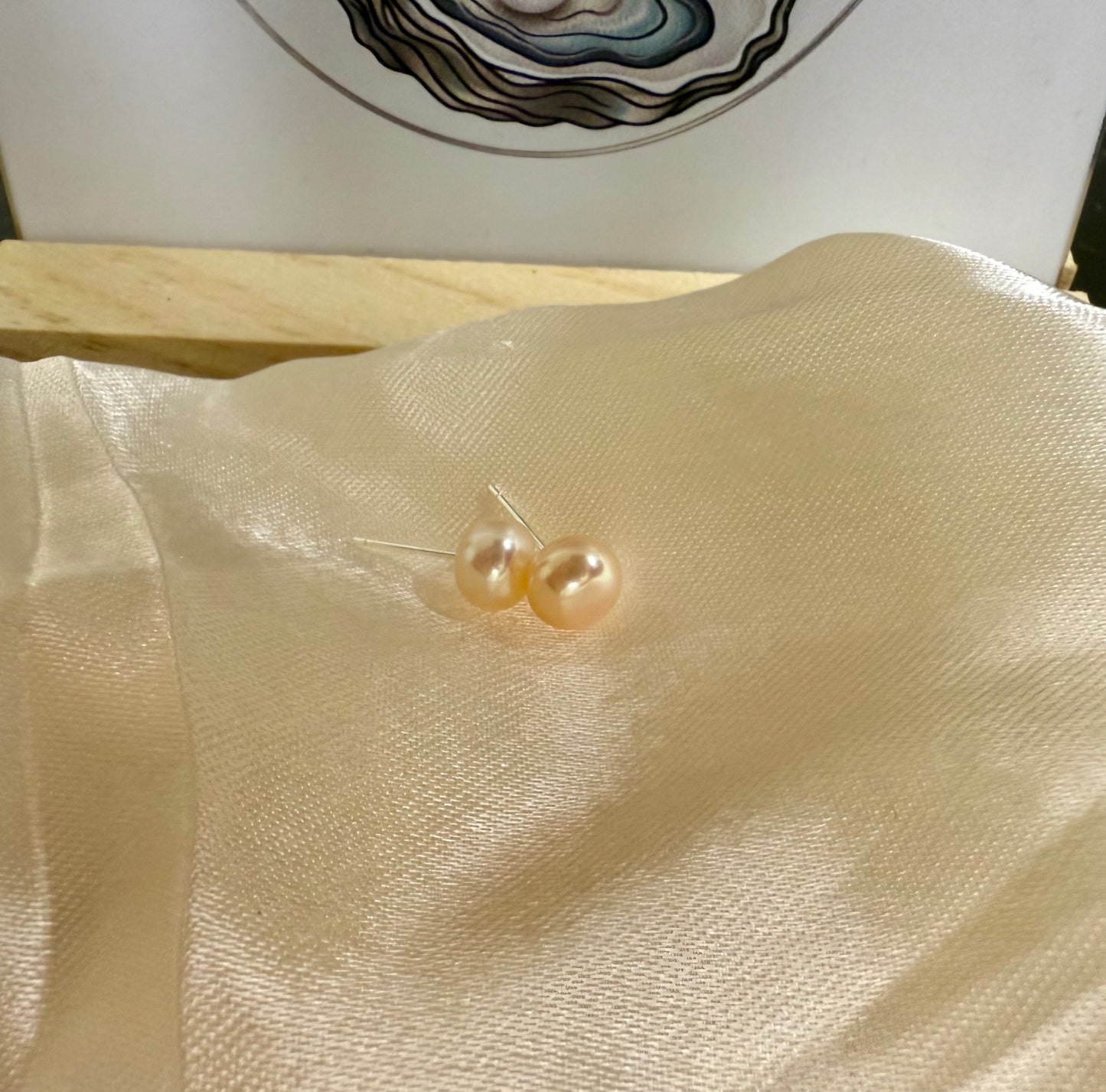 Natural Freshwater Pearl Stud Earrings- Peach