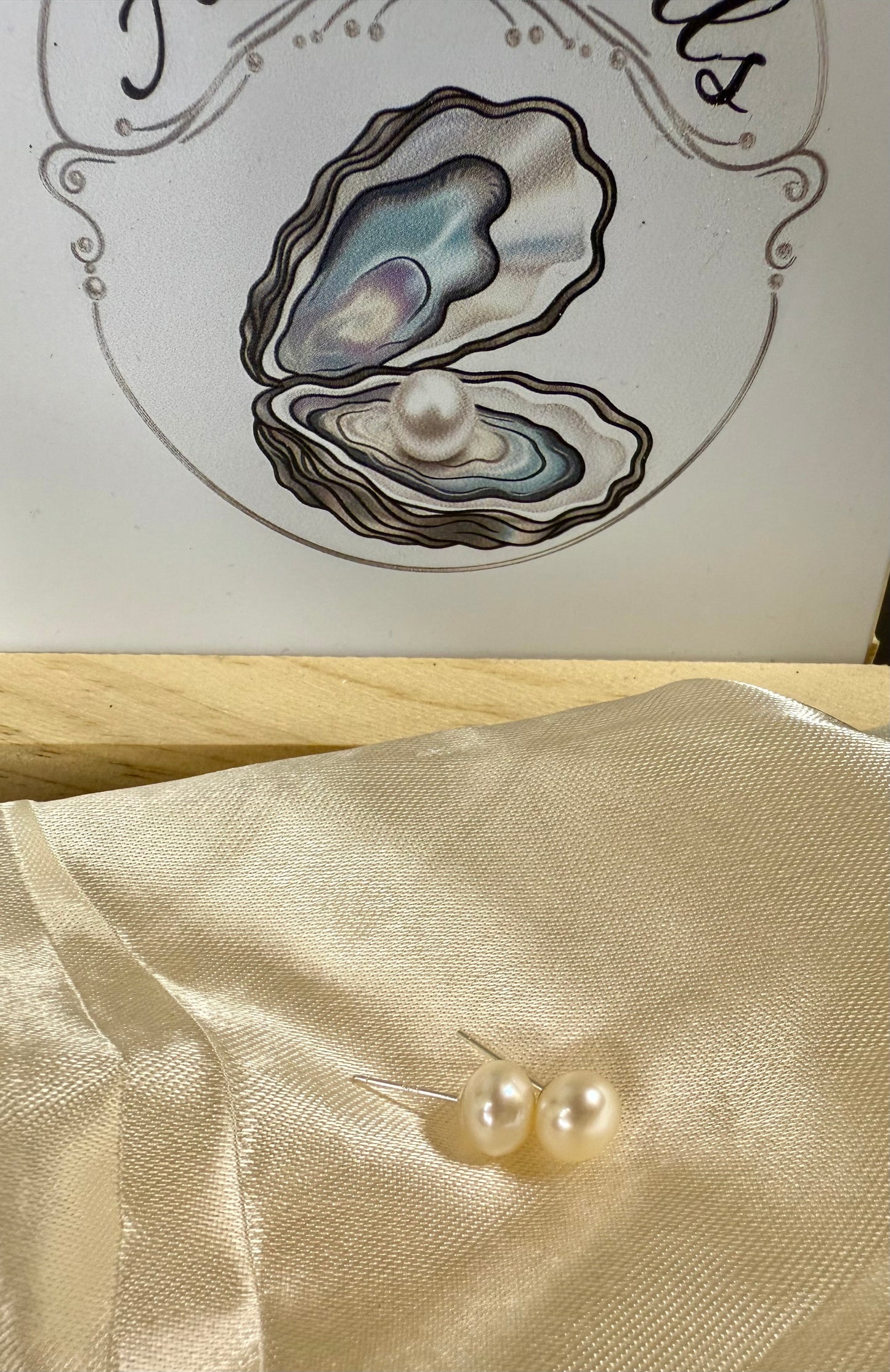 Natural Freshwater Pearl Stud Earrings- White