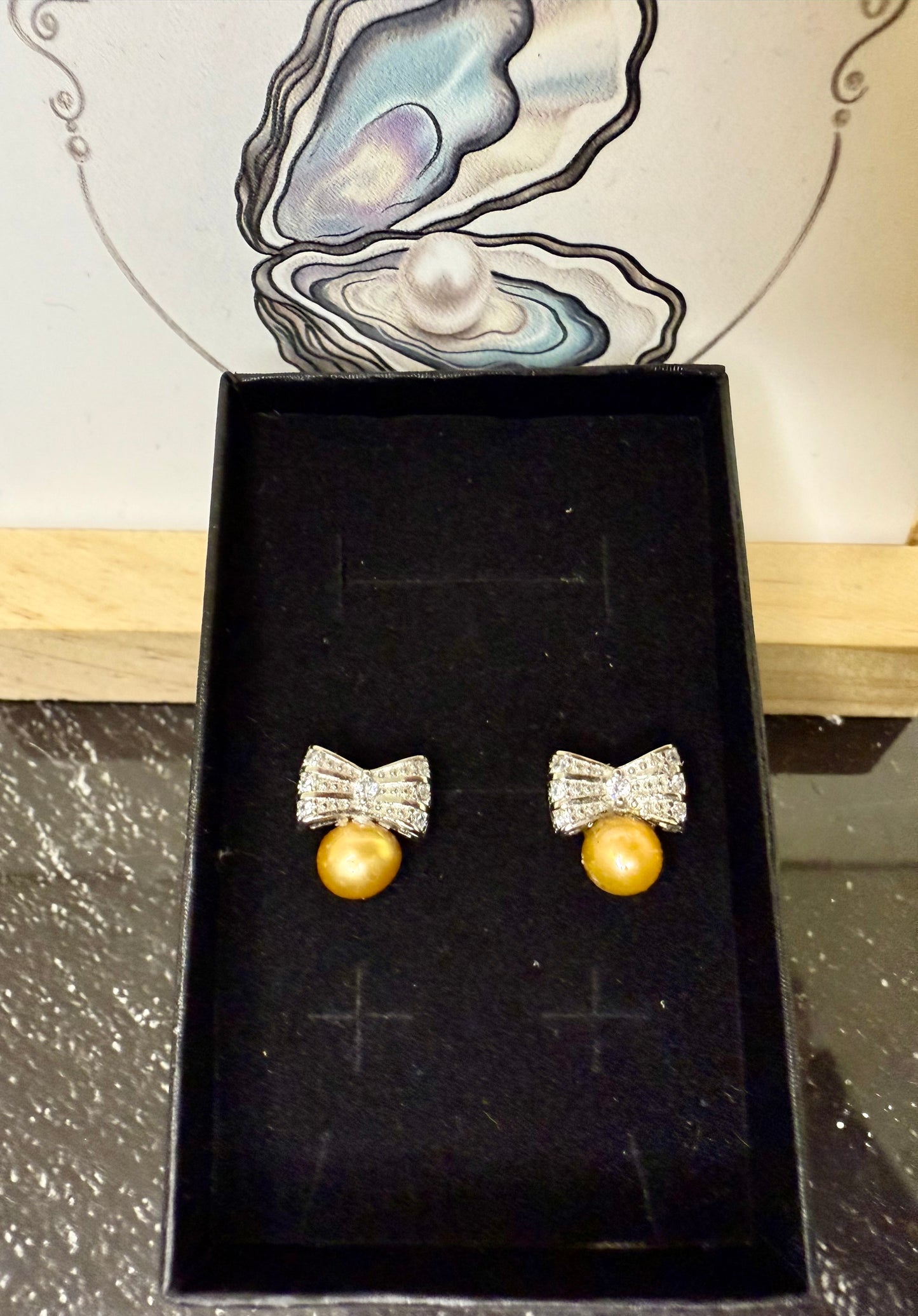 Bow Stud Earrings - Includes twin oyster opening