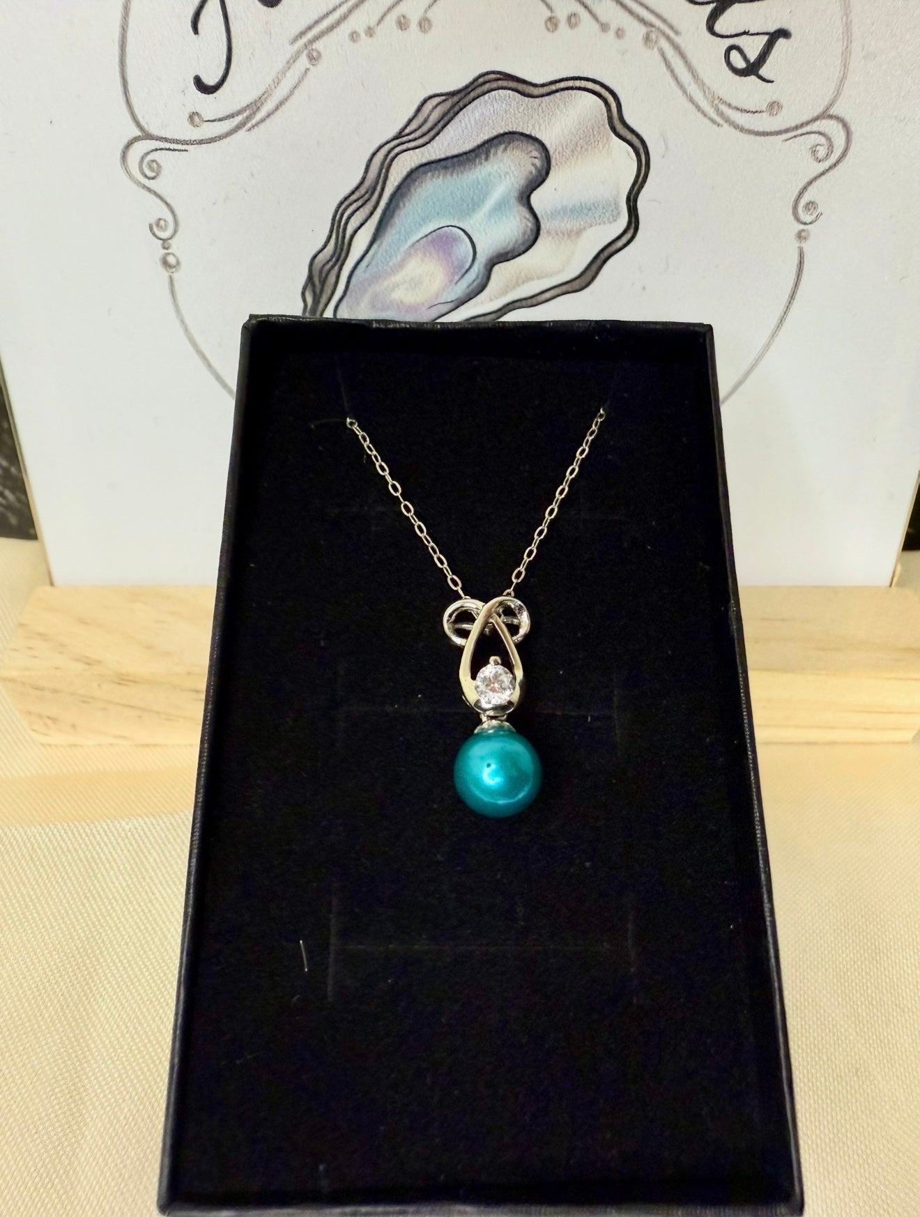 Twist Pendant Necklace - Turquoise Pearl