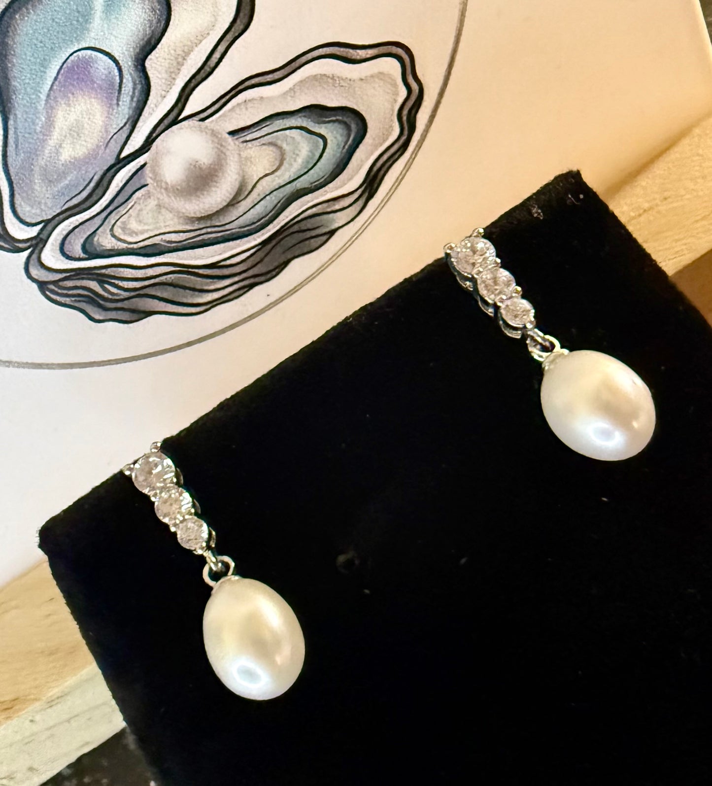 Natural Freshwater Pearl Earrings- Includes twin Oyster Opening
