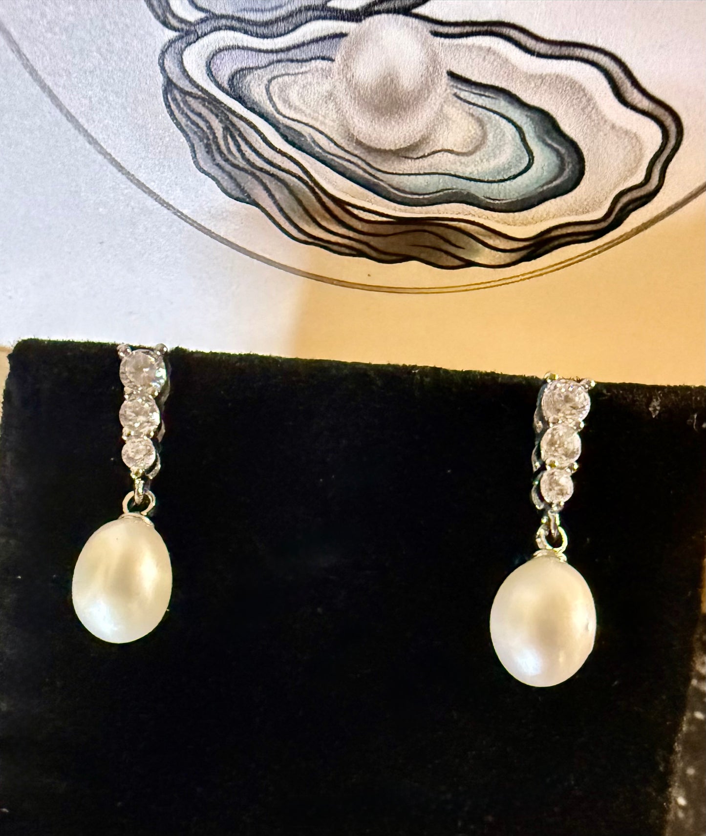 Natural Freshwater Pearl Earrings- Includes twin Oyster Opening