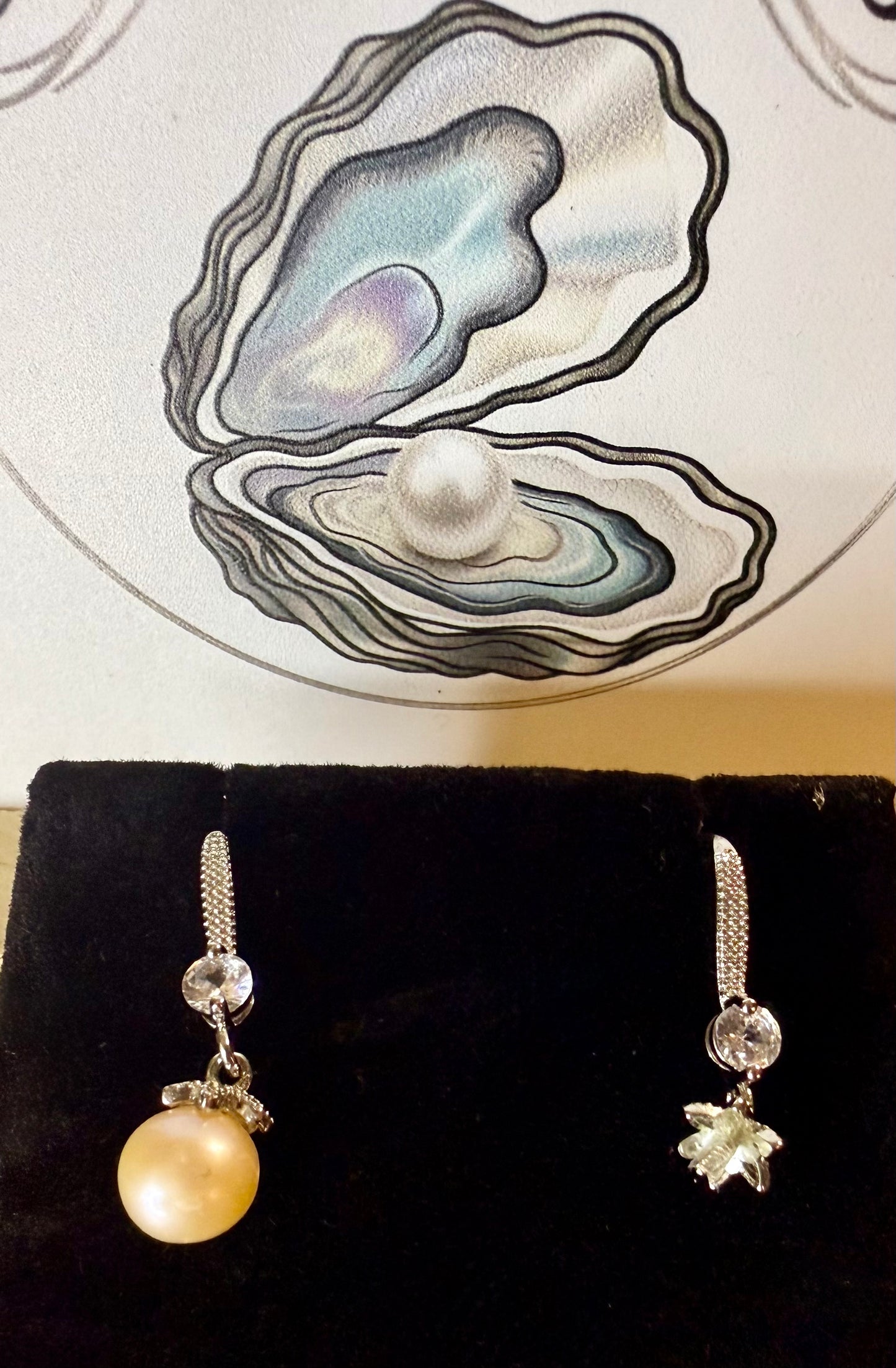 Natural Freshwater Pearl Earrings- Includes twin Oyster Opening