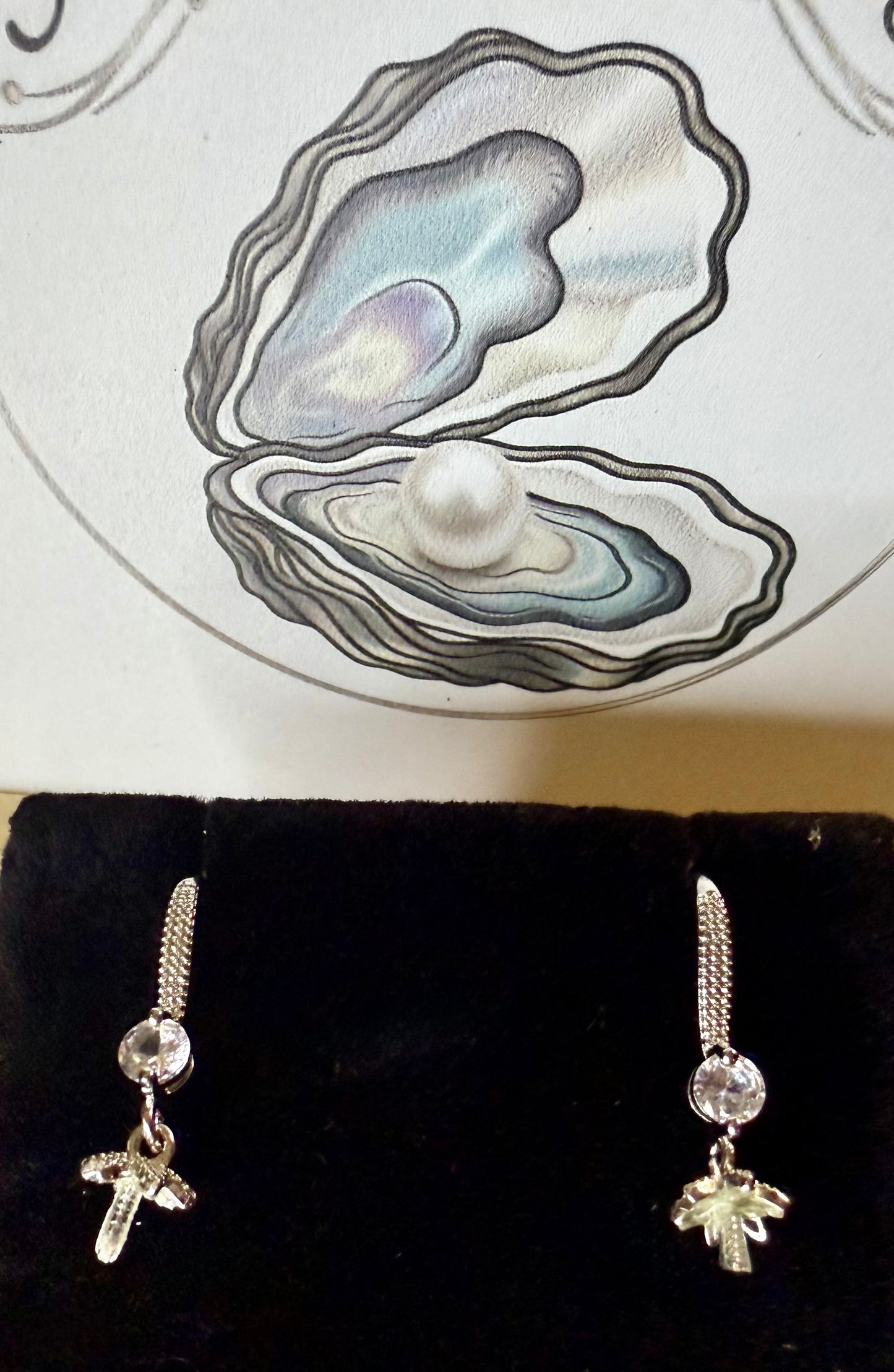 Natural Freshwater Pearl Earrings- Includes twin Oyster Opening