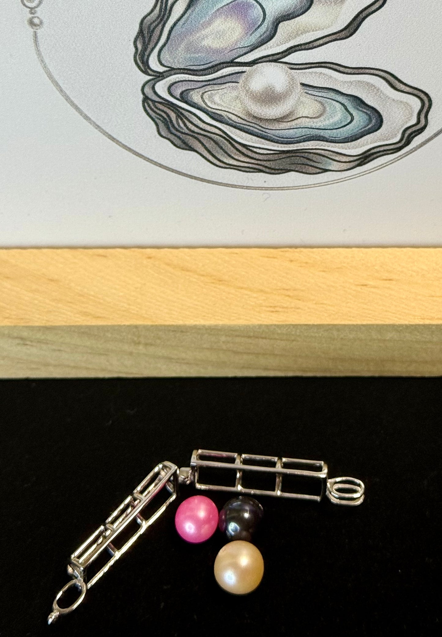 Natural Freshwater Pearl Cage Pendant Necklace- Includes single Oyster opening