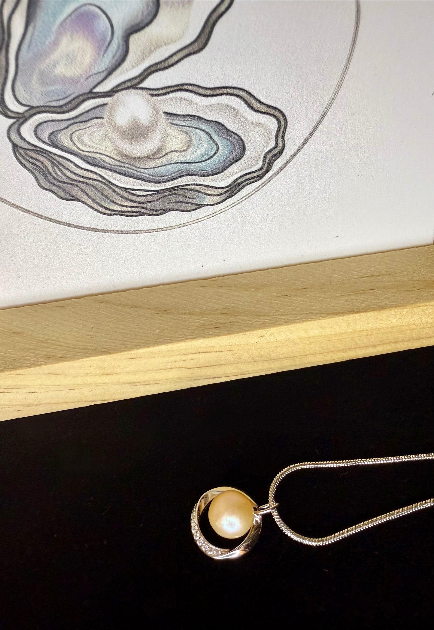 Natural Freshwater Pearl Pendant Necklace- Includes single Oyster opening