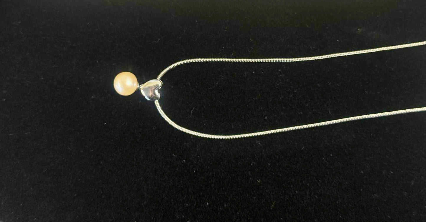 Natural Freshwater Pearl Heart Pendant Necklace- Includes single Oyster opening