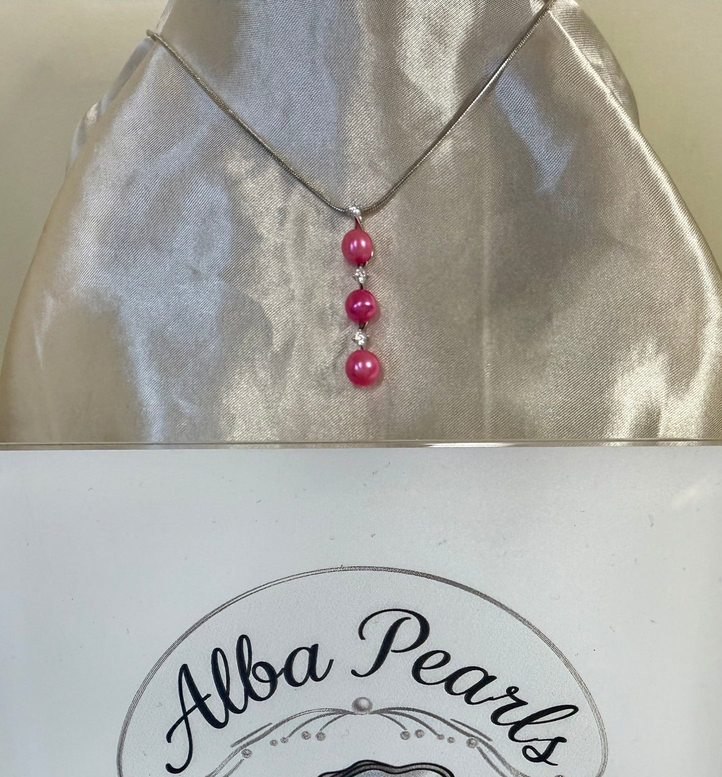 Triple Pearl Pendant Necklace- Includes triple Oyster opening
