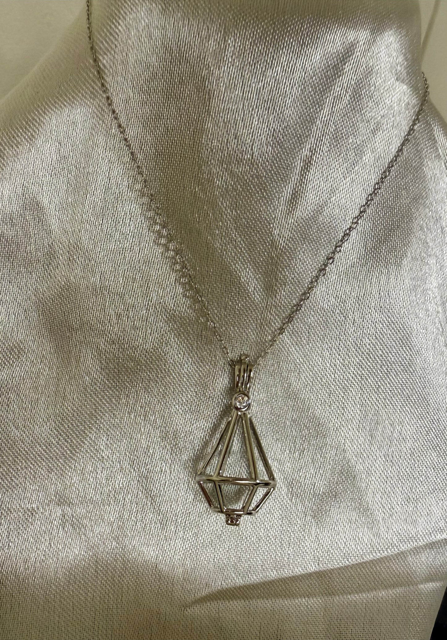 Large Diamond Cage Pendant - Includes single oyster opening