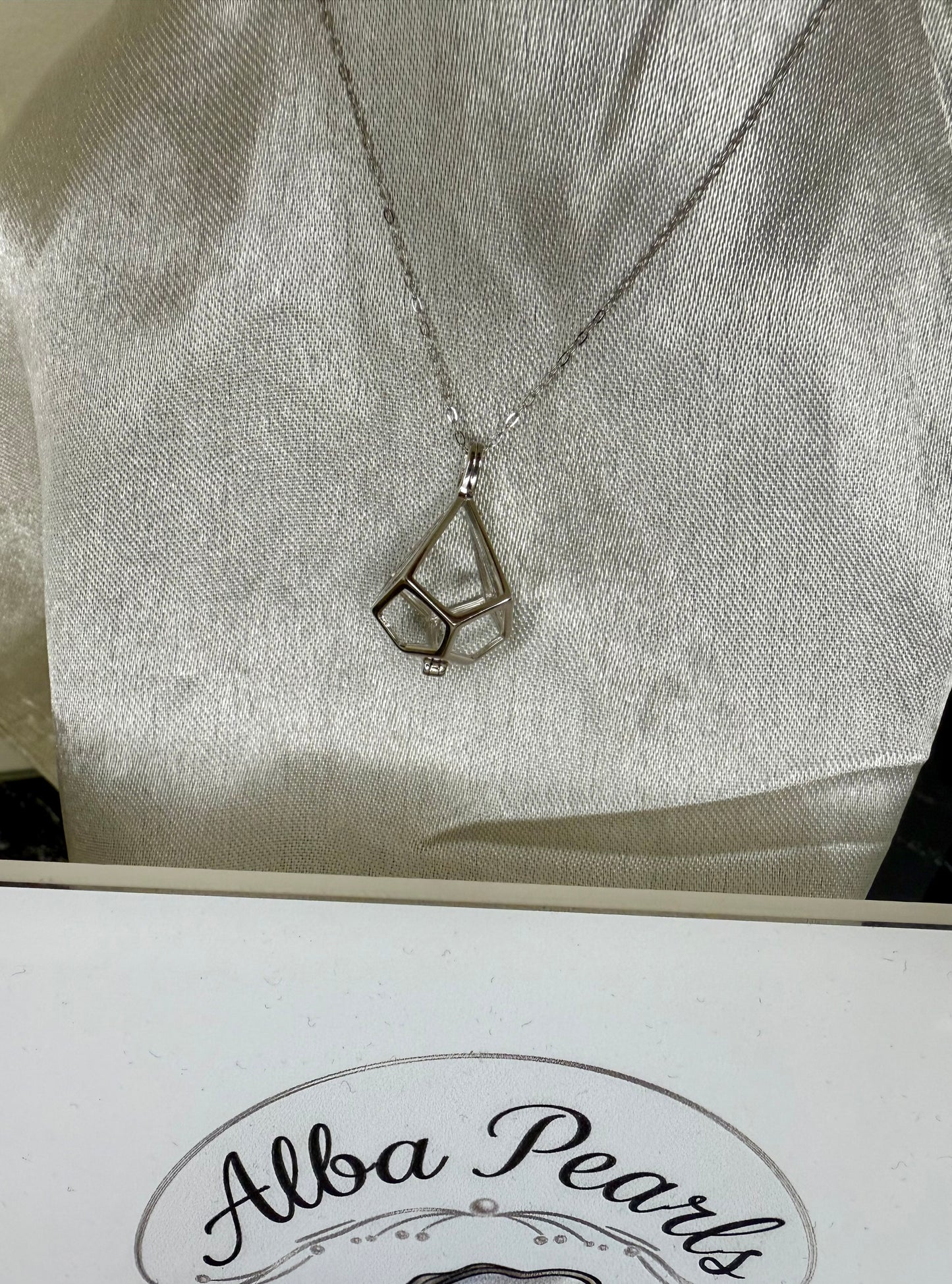 Small Diamond Cage Pendant - Includes single oyster opening