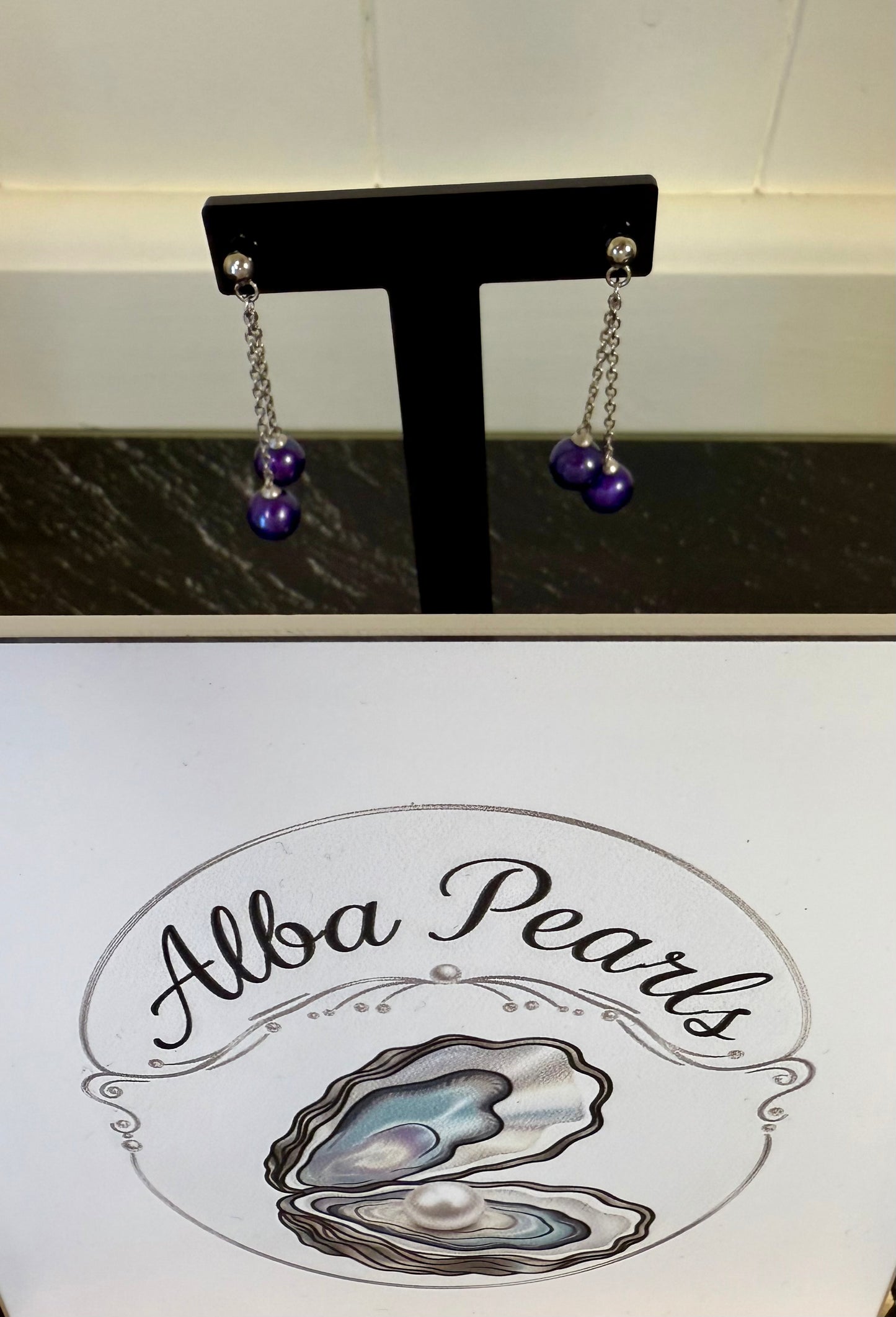 Purple Double Drop Earrings