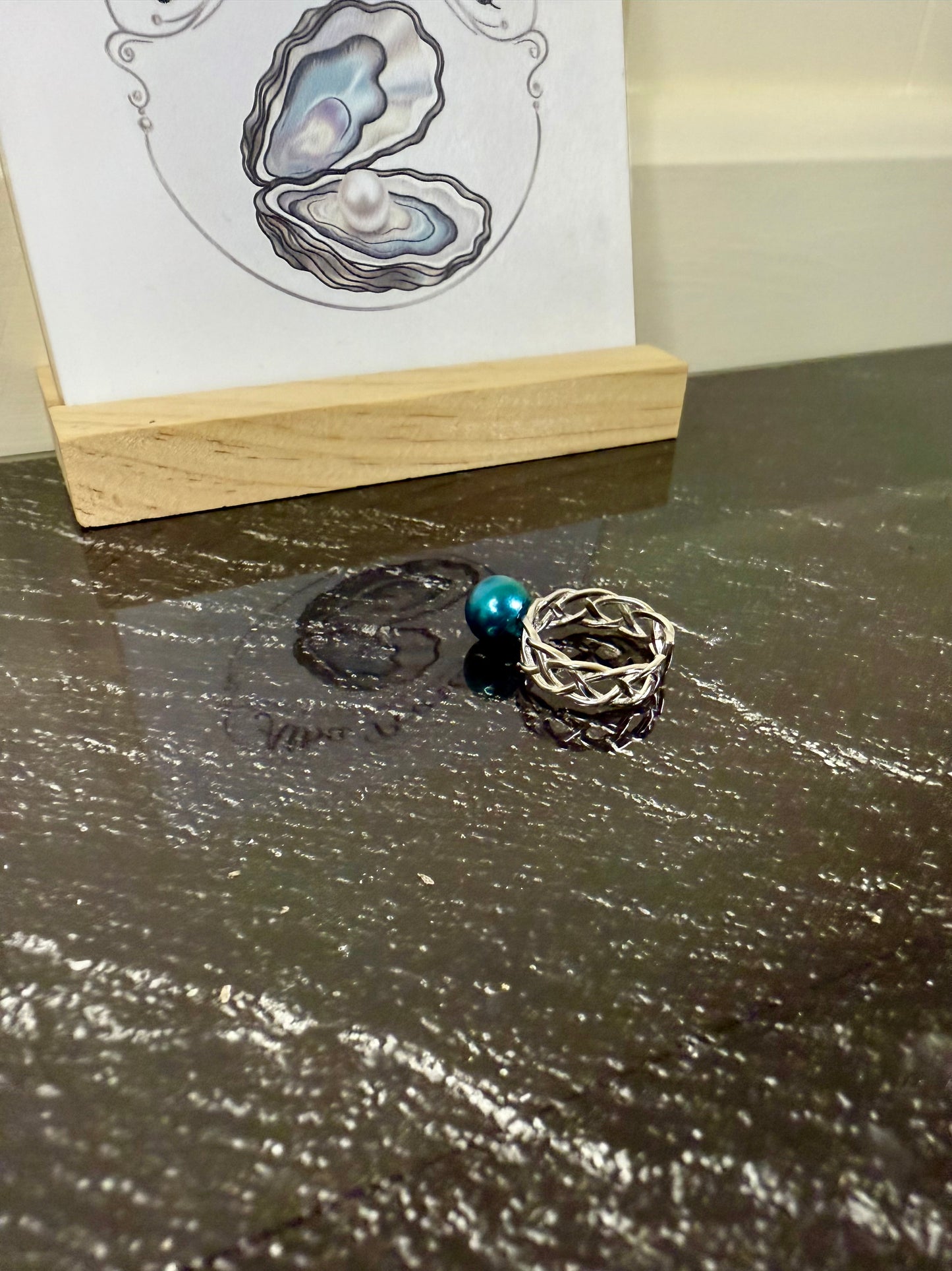 Freshwater Pearl celtic inspired Ring- Includes single Oyster opening