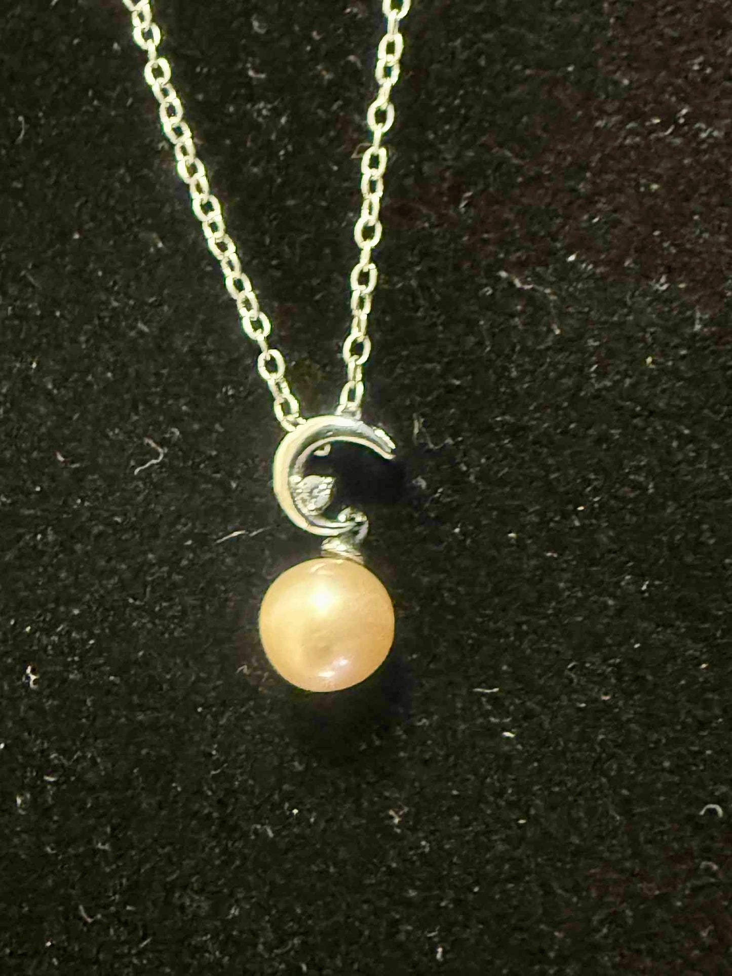 Natural Freshwater Pearl Moon Pendant Necklace- Includes single Oyster opening