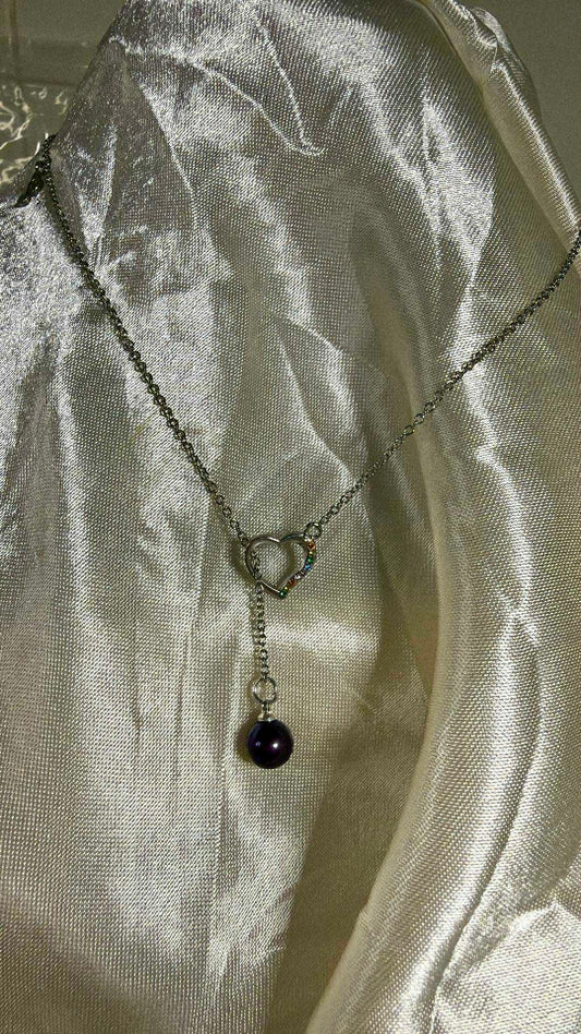 Pearl Drop Through Heart Necklace – Cranberry Pearl