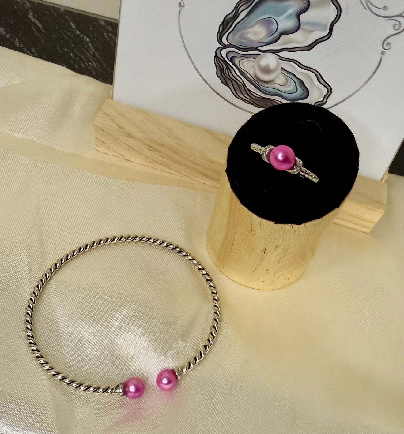 Twist Ring & Bangle Bundle – Pink Pearls