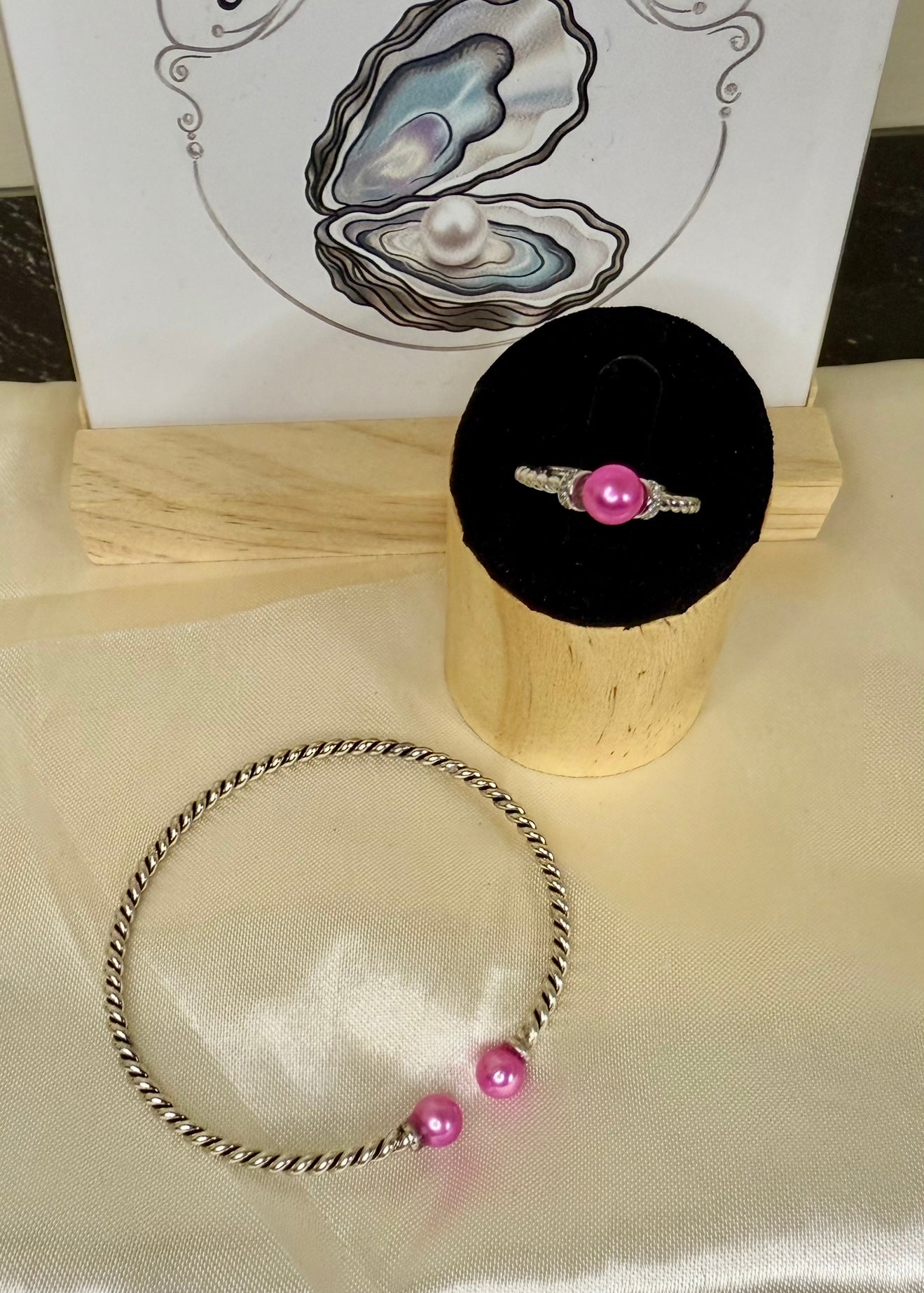 Twist Ring & Bangle Bundle – Pink Pearls