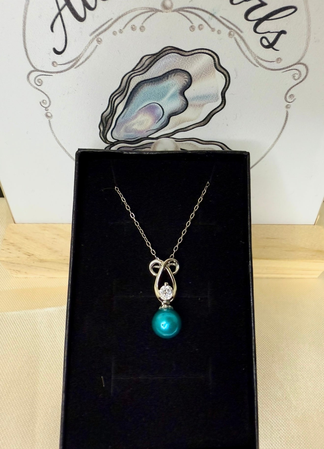 Twist Pendant Necklace - Turquoise Pearl