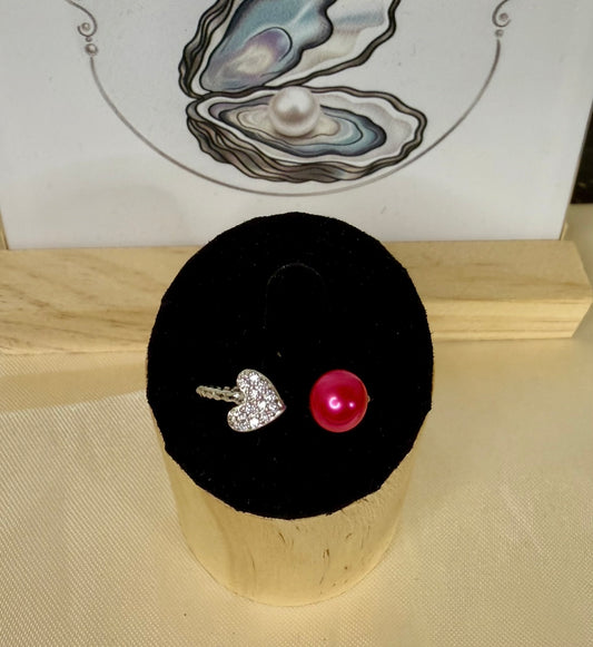 Heart Twist Ring - Deep Pink Pearl