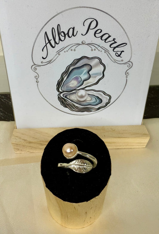 Leaf Ring - Natural Champagne Button Pearl