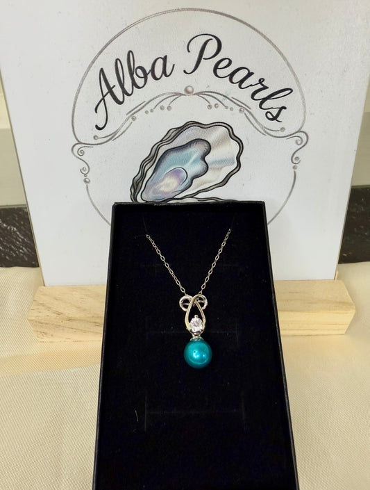 Twist Pendant Necklace - Turquoise Pearl