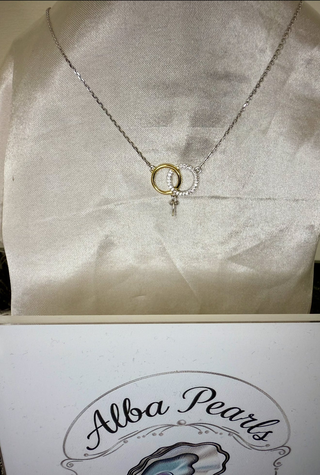 Double Gold and Silver Hoop Necklace - includes single oyster opening