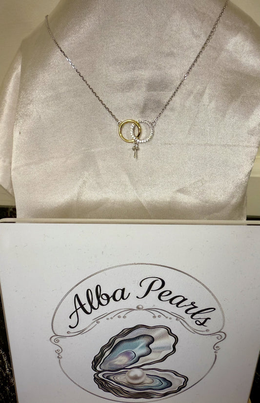 Double Gold and Silver Hoop Necklace - includes single oyster opening