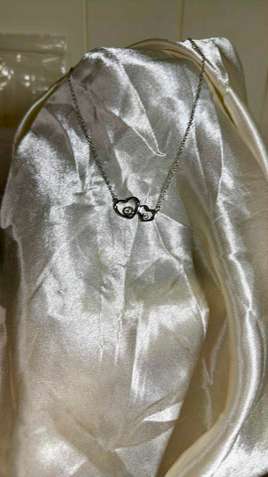 Double Heart Necklace - Includes twin Oyster opening