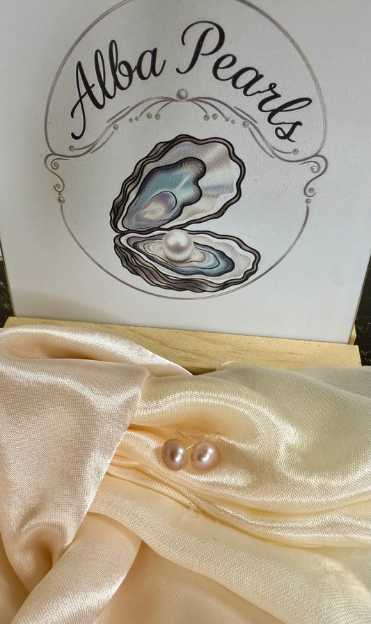 Natural Freshwater Pearl Stud Earrings- Lavender