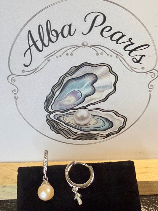 Natural Freshwater Pearl Huggie Earrings- Includes twin Oyster Opening