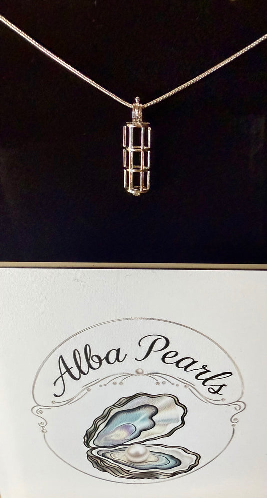 Natural Freshwater Pearl Cage Pendant Necklace- Includes single Oyster opening