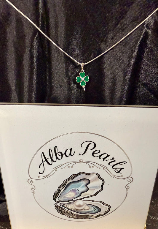 Natural Freshwater Pearl Clover Pendant Necklace- Includes single Oyster opening