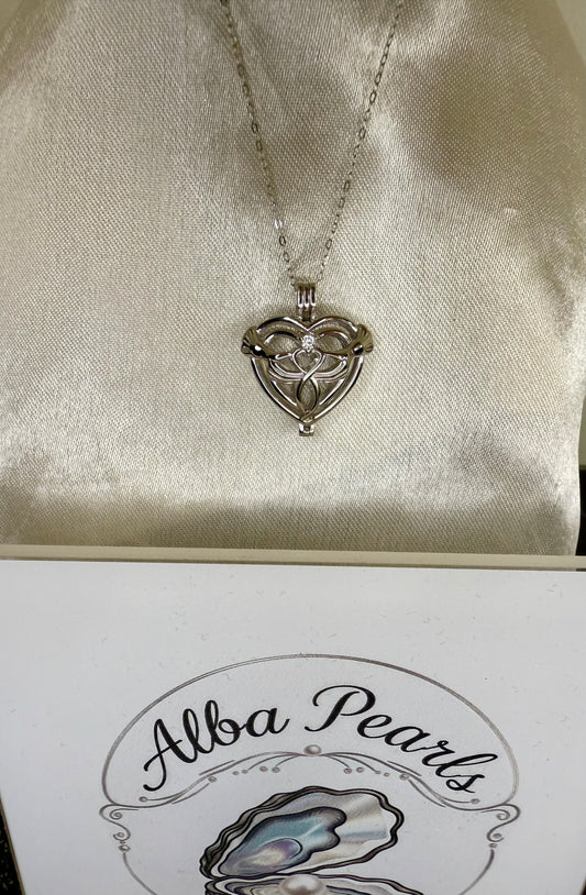 Claddagh Cage Pendant - Includes single oyster opening