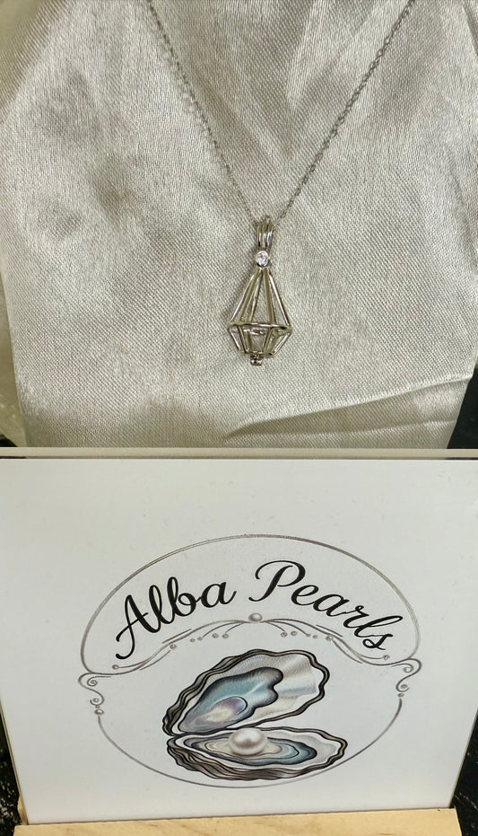 Large Diamond Cage Pendant - Includes single oyster opening