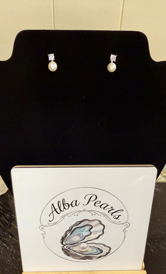 White Pearl Stud Earrings
