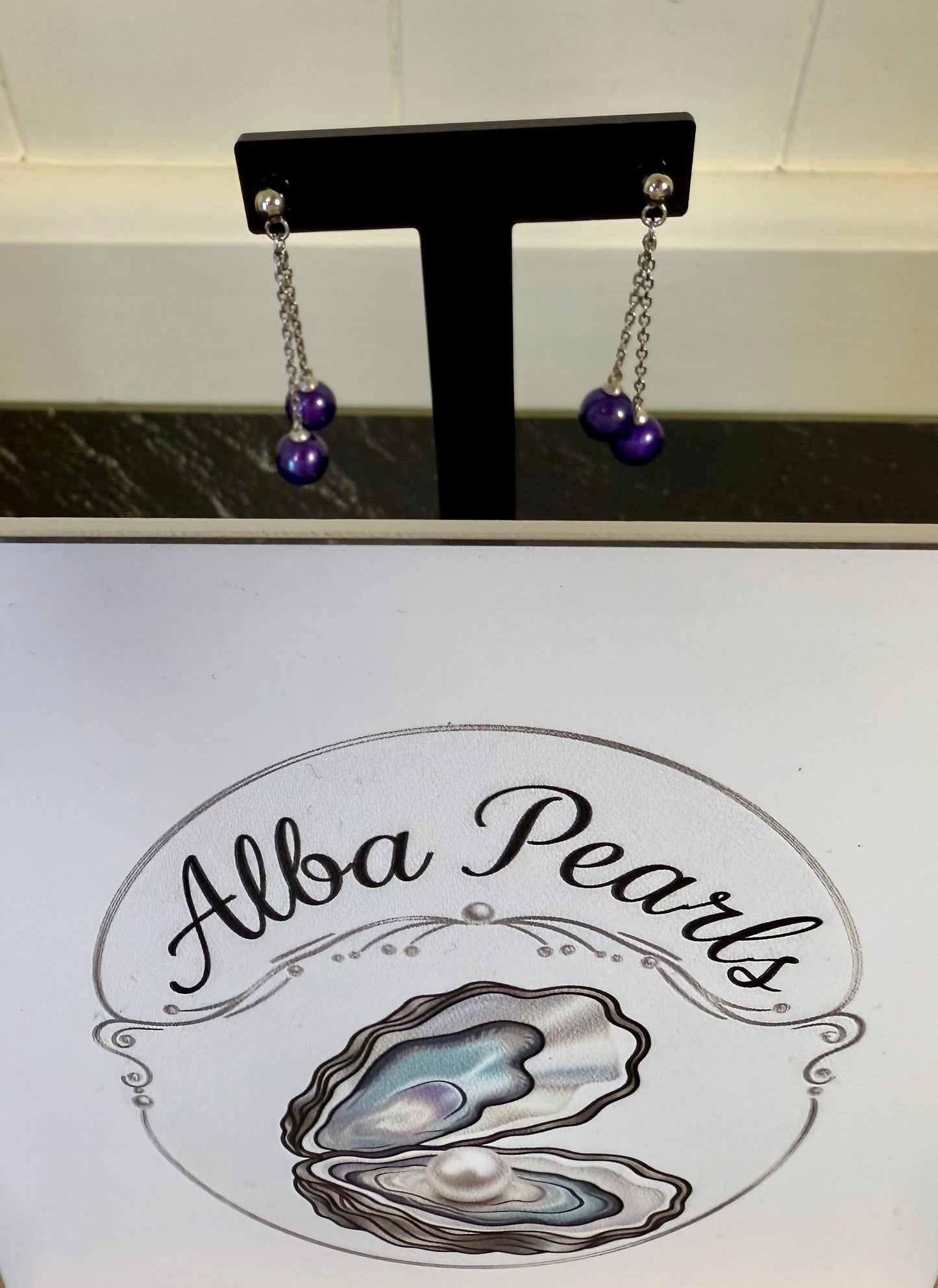Purple Double Drop Earrings