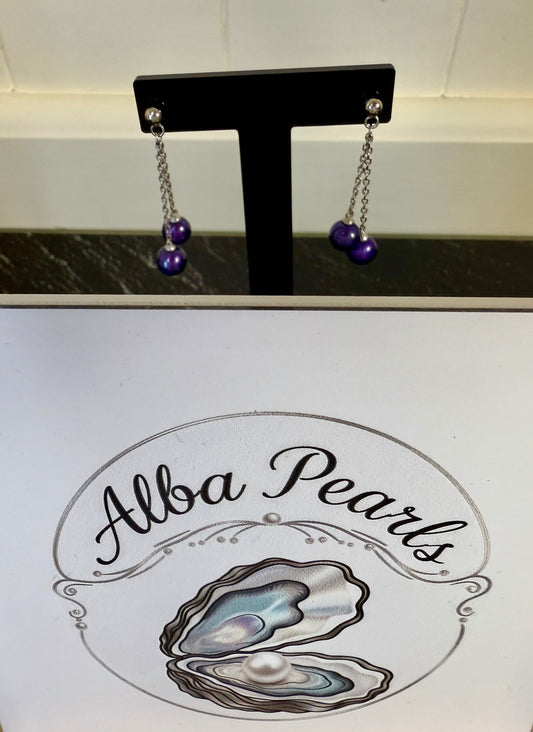 Purple Double Drop Earrings