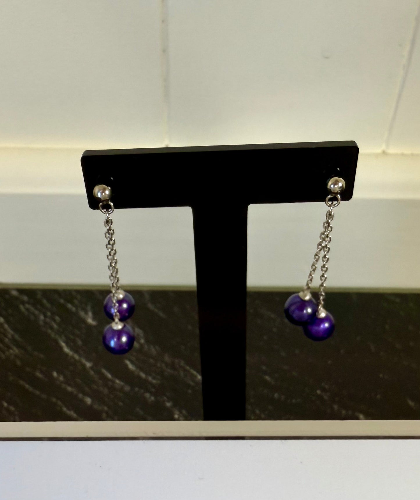 Purple Double Drop Earrings