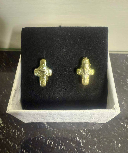 Green Baroque Cross Earrings