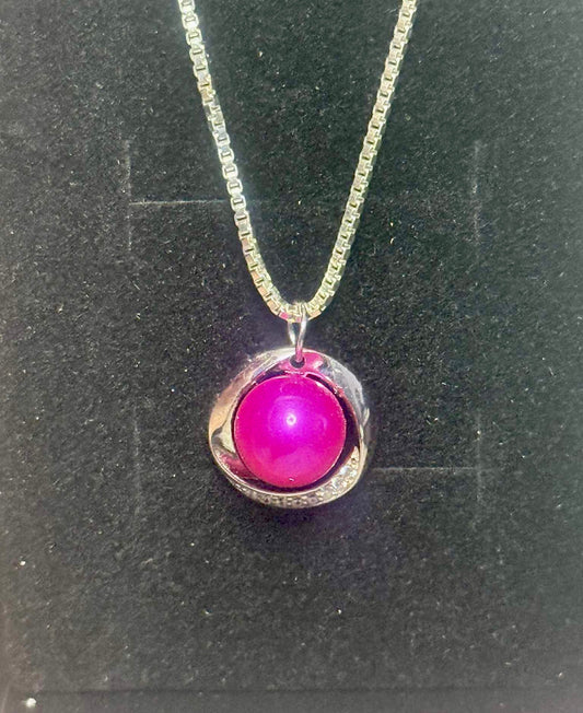 Simple Pendant Necklace – Pink Pearl
