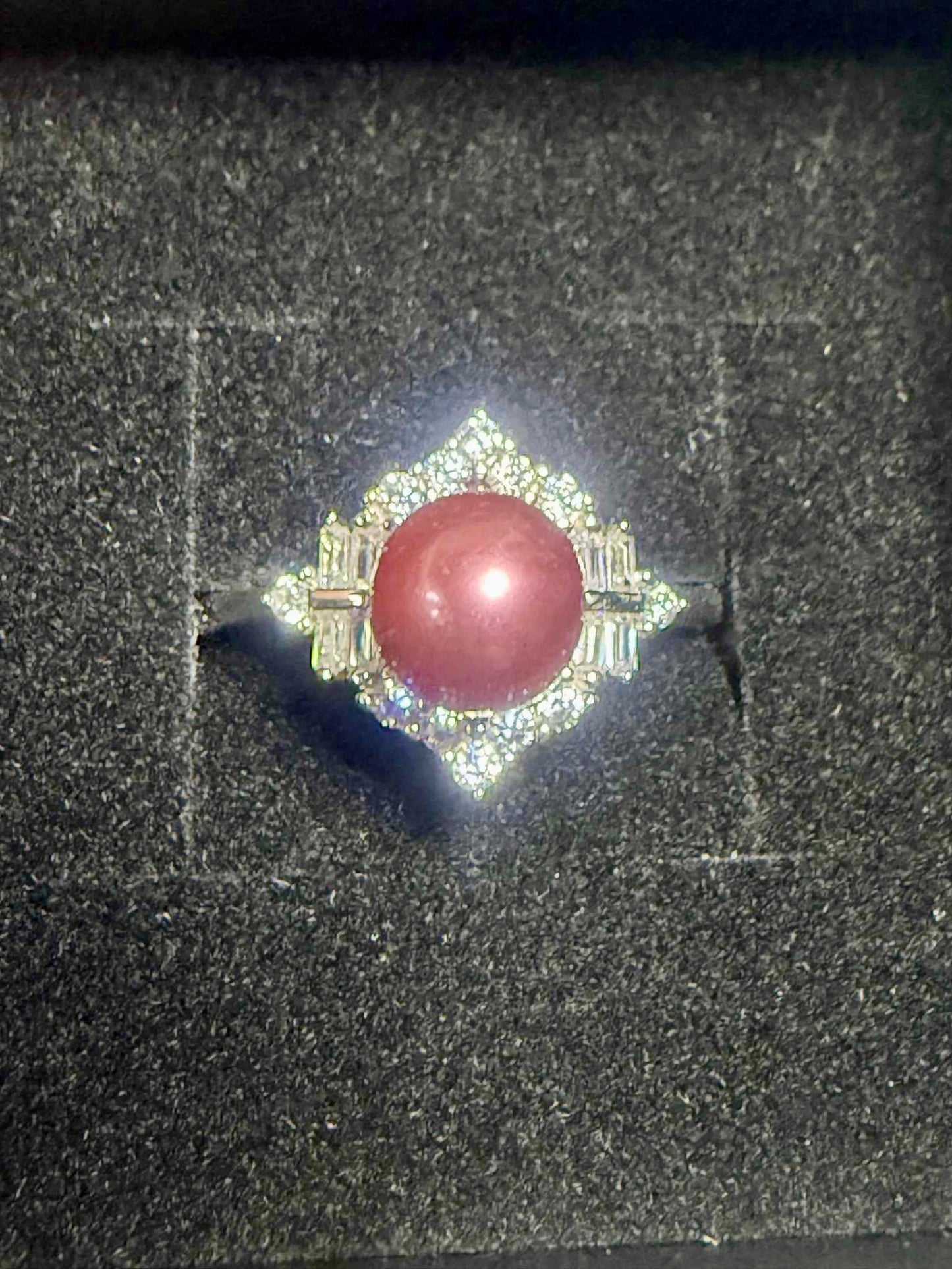 Sterling Silver Ring - Deep Pink Pearl