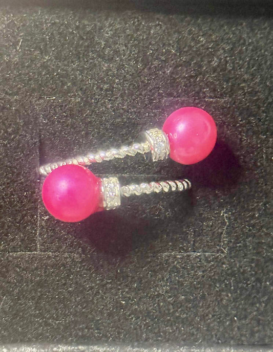 Double Pearl Twist Ring – Pink Pearls