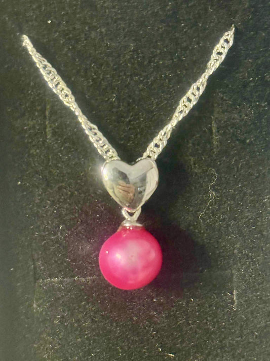 Heart Pendant Necklace – Pink Pearl