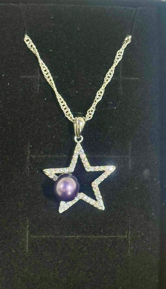 Star Pendant Necklace - Purple Pearl