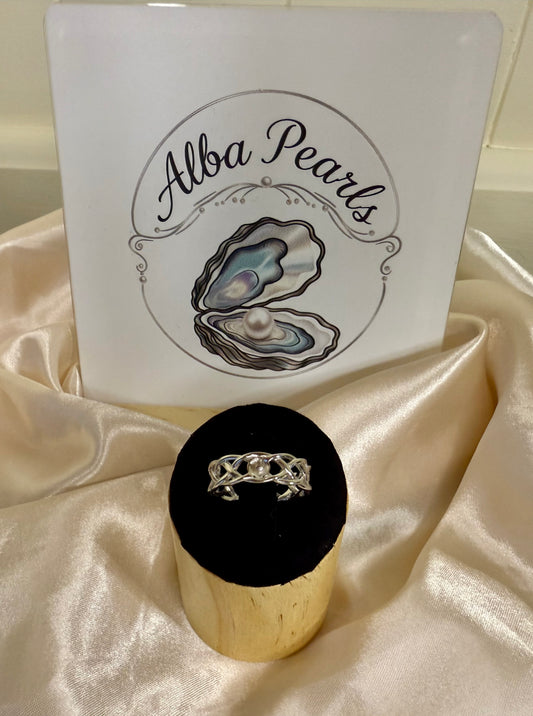 Freshwater Pearl celtic inspired Ring- Includes single Oyster opening