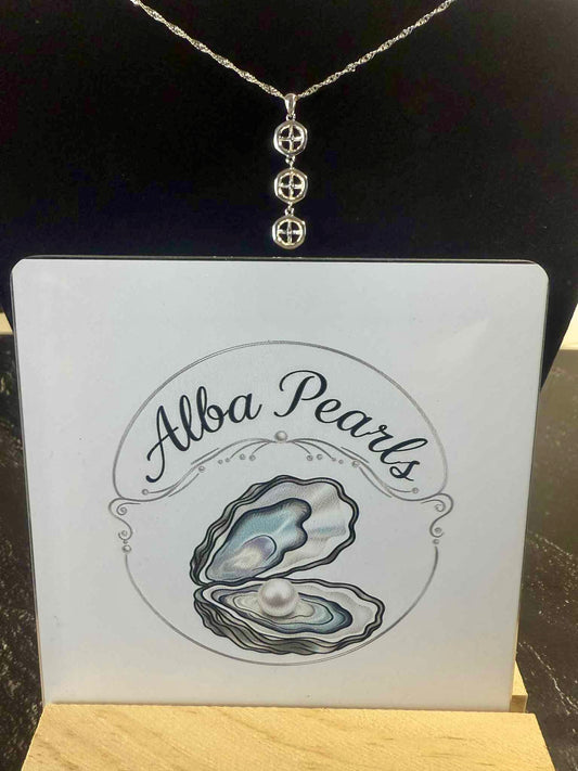Natural Freshwater Pearl Triple Pendant Necklace- Includes single Oyster opening